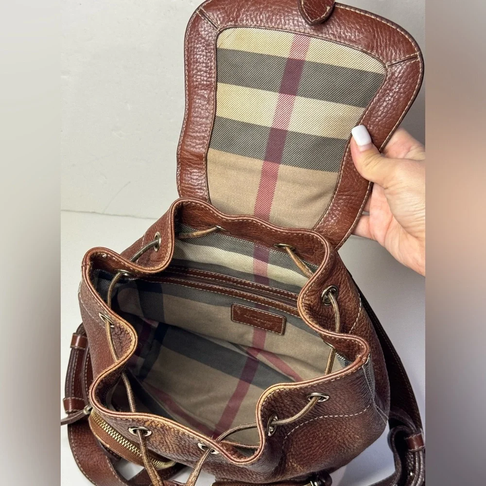 BURBERRY Vintage Brown Leather Small Backpack